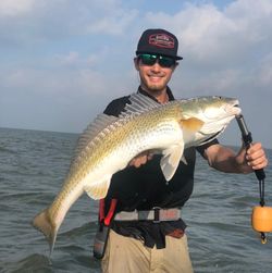 Lone fisherman wading in TX waters