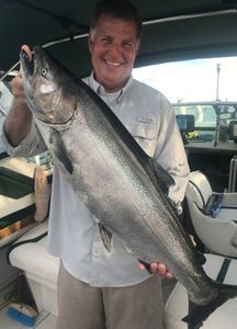 Fishing in Ontario, with a big fish caught