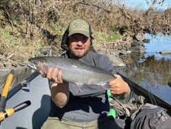 Angler with a rainbow trout catch in Grants Pass