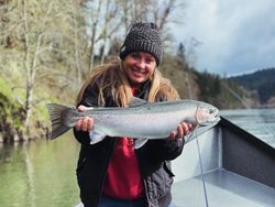 Photograph of a 22-inch rainbow trout caught while fishing in OR