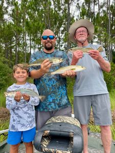 Three spotted weakfish caught while fishing in FL