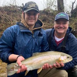 Fishing for a rainbow trout in GA