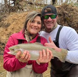 Photograph of a Rainbow Trout measuring 18 inches, caught while fishing in GA.