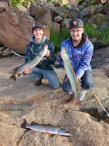 Two anglers with three Northern Pike fish in Mosinee