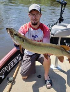 Muskellunge fish caught by angler in Mosinee