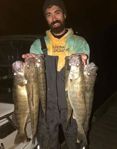 Two fish caught in Avon Lake during fishing trip