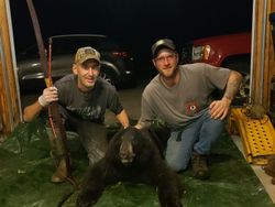 Two people enjoying a fishing and hunting trip in Orland