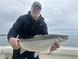 A large rainbow trout caught while fishing at 990 Point Breeze Road