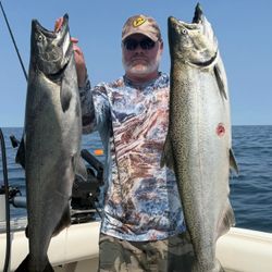 Two chinook salmon and coho salmon caught in NY