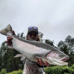 Angler with rainbow trout in Angola