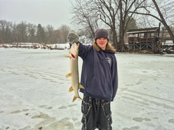 Massive Wisconsin Rapids northern pike through the ice!