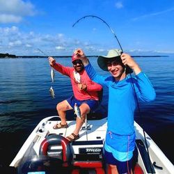 Two anglers enjoying a fishing trip in King George