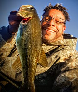 A single fisherman enjoying a successful fishing trip in Virginia