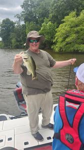Bass fishing catch held on boat in King George VA