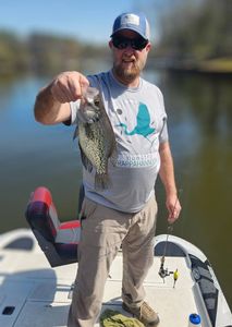 Freshly caught crappie being held on fishing boat in King George VA