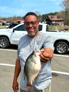 Freshly caught crappie being displayed after successful fishing trip in King George VA