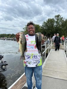 A lone largemouth bass caught on a fishing trip in King George