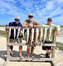 10 redfish and spotted weakfish caught while fishing in TX