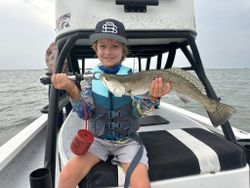 Speckled trout catch displayed on fishing boat in Corpus Christi TX