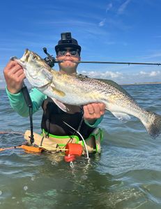 Single fisherman in Texas with fishing rod
