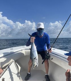 A person fishing for a single Spanish Mackerel in FL