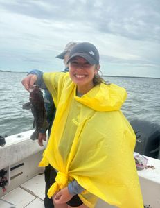 A sea bass caught while fishing at Fernandina Beach