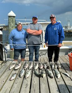 Four people enjoying a fishing trip in NC