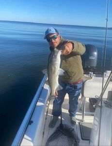 Lone angler enjoying a successful fishing trip in Manteo