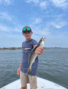 A spotted weakfish, a 21-inch fish, caught while fishing in Wanchese