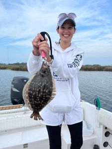 Image of a 16-inch summer flounder caught fishing in NC