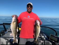 Two pike-perch fish caught at Woodland Beach