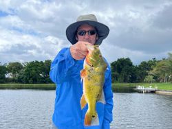 One fisherman holding a 17-inch catch in Delray Beach.
