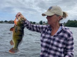 A lone fisherman catching a 15-inch fish in FL