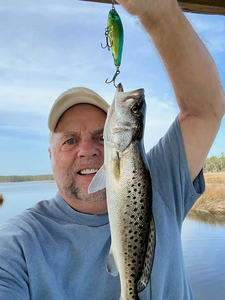 Two spotted weakfish, 17 inches long, caught while fishing in Morehead City