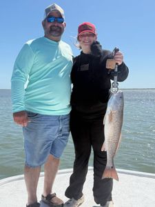 Redfish catch displayed on fishing boat in Port O'Connor TX waters