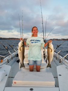 Two striped bass caught fishing in SC