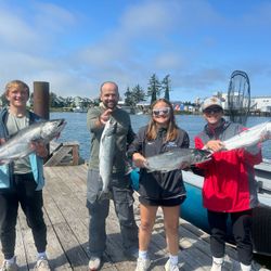 4 coho salmon and pink salmon caught during fishing trip in Oregon