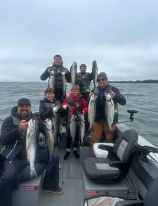 6 coho salmon and rainbow trout caught while fishing in OR