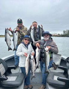 6 coho and chinook salmon caught while fishing in OR