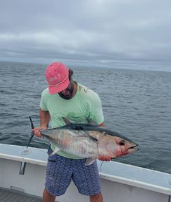 Photograph of an Atlantic Bonito fish caught while fishing in Jamestown