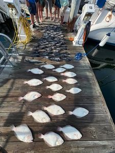 Fresh caught fish displayed on boat dock in Norfolk VA after successful fishing charter