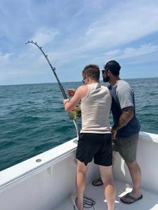 Two people fishing in South Portland