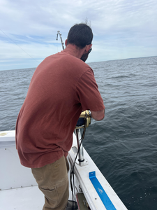 Braving morning rain for some epic deep sea action off South Portland!