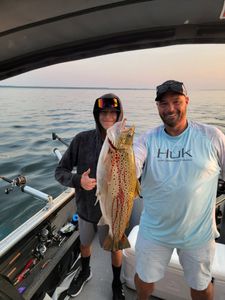 Brown trout catch displayed on fishing boat in Sackets Harbor NY