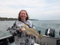 Photograph of a sea trout caught while fishing in Sackets Harbor