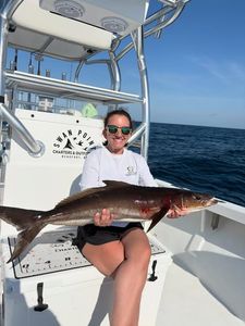 Cobia catch on fishing charter boat in Morehead City NC waters