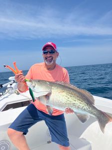 Large gag grouper caught on fishing charter boat in Morehead City NC waters