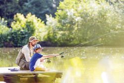 Father And Son Fishing in South Padre Island