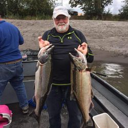 Two rainbow trout caught while fishing in Chehalis