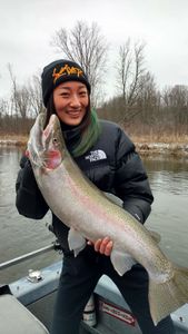One angler enjoying a fishing trip in MI
